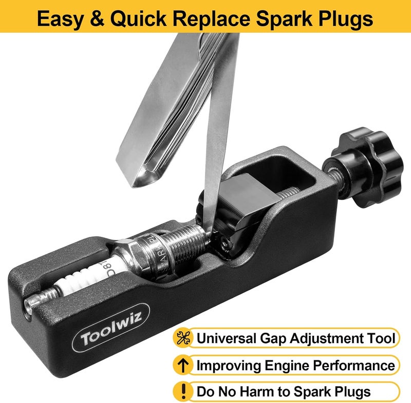 Toolwiz Spark Plug Gap Tool with 32 Blade Steel Feeler Gauge, Universal Gapping Tool for Most 10mm 12mm 14mm 16mm Thread Spark Plugs - Image 2